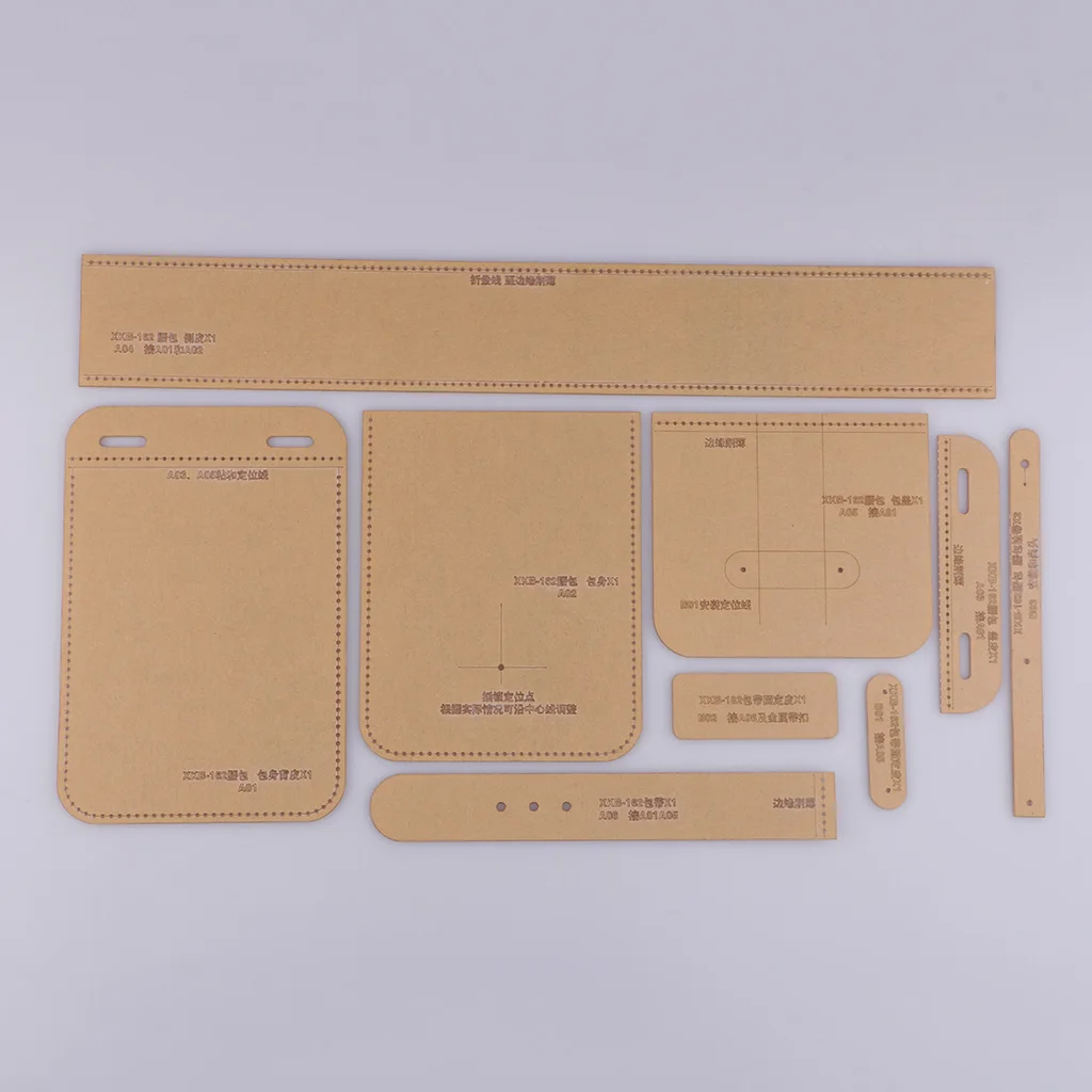 9 Pieces/Set Acrylic Pouch Belt Waist Bag Pattern Template Stencil DIY Leather Hand Craft