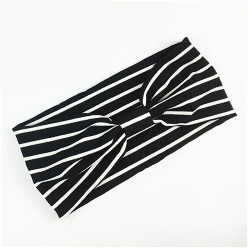 

Leayh Simple Style Black White Striped Headbands For Women Stretch Sports Wide Head Hair Bands Headscarf Headdress