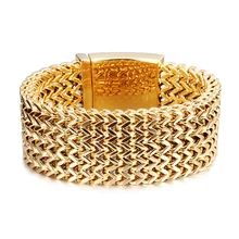 Простой настоящий человек 178 г тяжелый 316L нержавеющая сталь 30 мм широкий квадратный Фигаро браслет цепочка золотой тон 9''