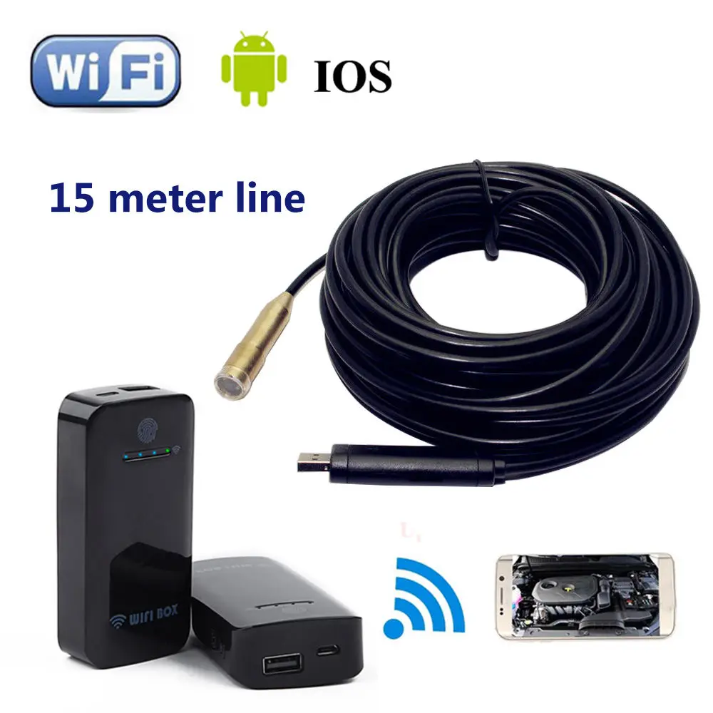 

15M Endoscope IP67 Waterproof Inspection Camera USB For Windows XP + WIFI BOX For IOS And Android Free shipping
