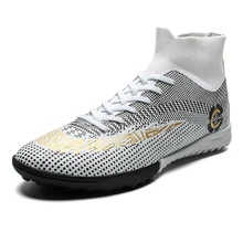 Мужские оригинальные футбольные бутсы с высокой лодыжкой, дешевые футбольные кроссовки для помещений, Студенческая качественная Брендовая обувь для тренировок для женщин