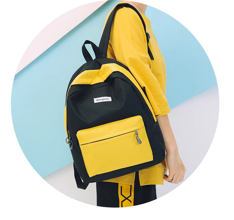 Menghuo Brand New Patchwork Women Backpacks Canvas Backpack Girls Rucksack School Backpacks for College Student Mochila Feminina (9)