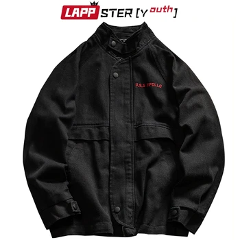

LAPPSTER Men Black Streetwear Cargo Jackets Coats 2020 Hip Hop Jackets Windbreaker Mens Autumn Plus Size Oversized Jacket 5XL