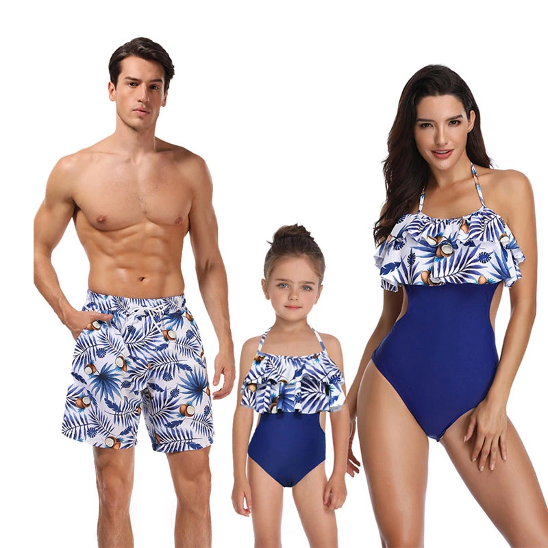 Traje de baño a juego madre e hija, de playa para madre e hija, padre e hijo, vestidos de cintura alta, Bikini para mamá|Trajes iguales de - AliExpress