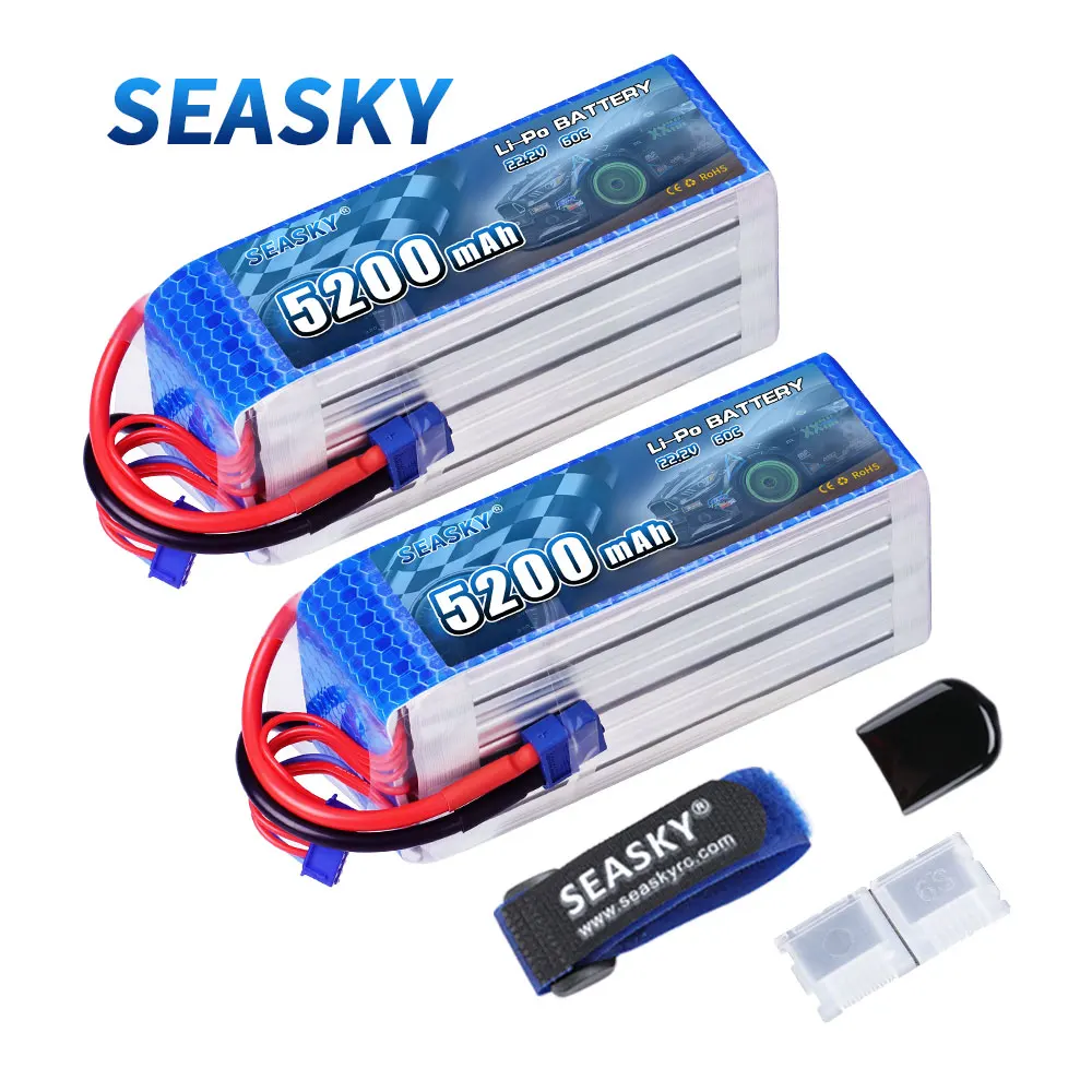 

2Pcs SEASKY LiPo Battery 22.2V 5200mAh 60C with XT60 T socket RC quadrotor RC helicoptercar boat Drone FPV