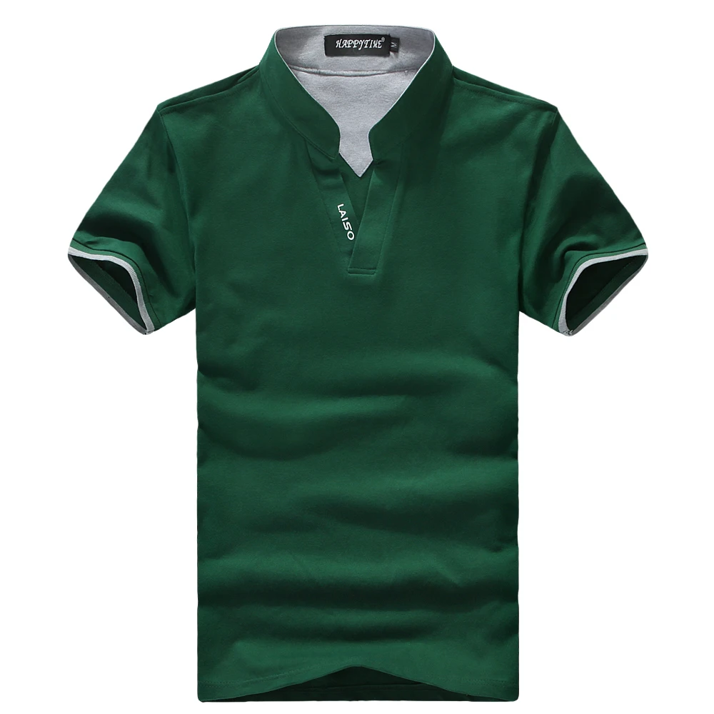  Summer New High-quality Goods Cotton Fashion Contrast Color Men Standing Collar Short Sleeve POLO S