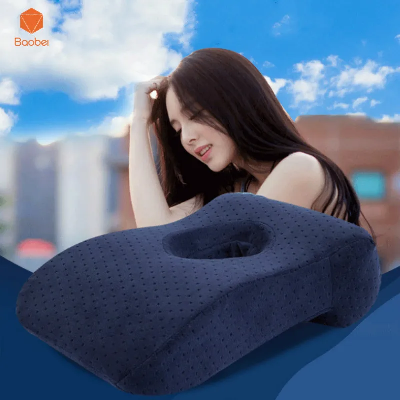 

Office lunch desk break pillow slow rebound table pillow with a hole pillow dakimakura student breathable nap pillow YB13