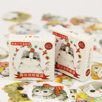 

40PCS/Lot Fat Cat Stickers Pack Kawaii DIY Scrapbook Sticky Stationery Material Escolar New School Supplies