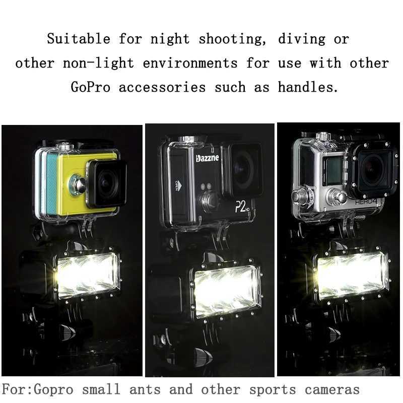 Orsda gopro light светодиодный свет высокой Мощность на камеры видеонаблюдения Видео led для gopro Открытый Дайвинг Водонепро