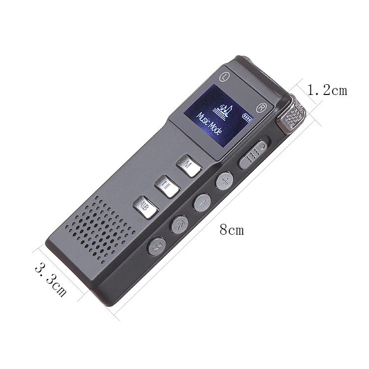 Portable 8GB Digital Audio Voice Recorder Dictaphone Stereo Recording with MP3 Player Support TF card -Gray Consumer Electronics