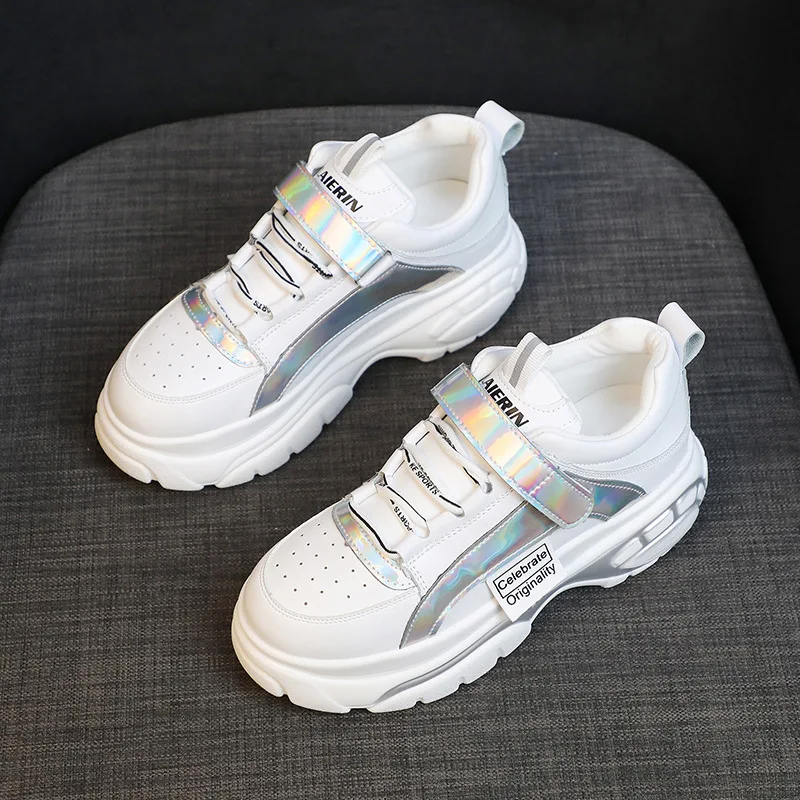 

New Platform sneakers women Ultra-light Trend Women Shoes Bling Explosions Thick-soled Lace-up High-heeled Ladies Shoes Woman