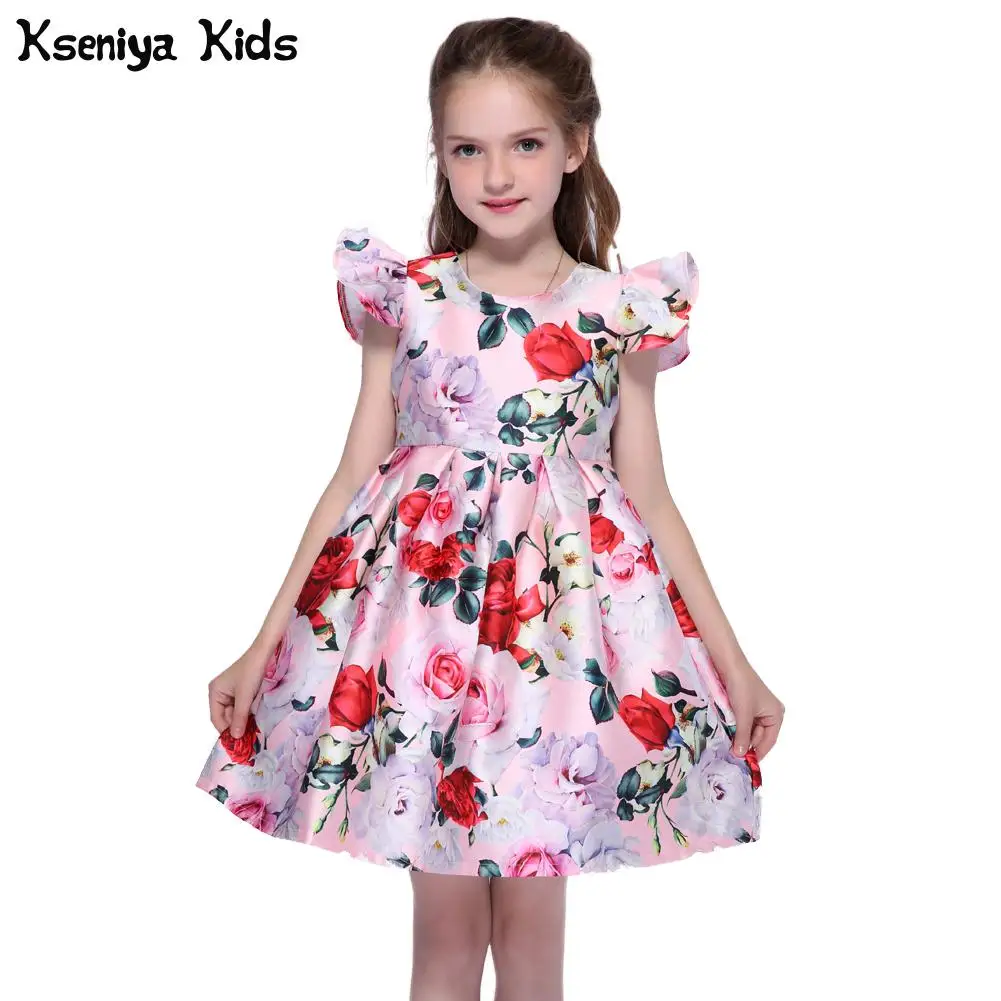 Kseniya Kids Big Little Girls Print Dresses Autumn Winter Butterfly 2