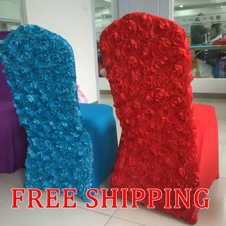 New Design 3D satin Rosette flower Lycra spandex chair cover wedding