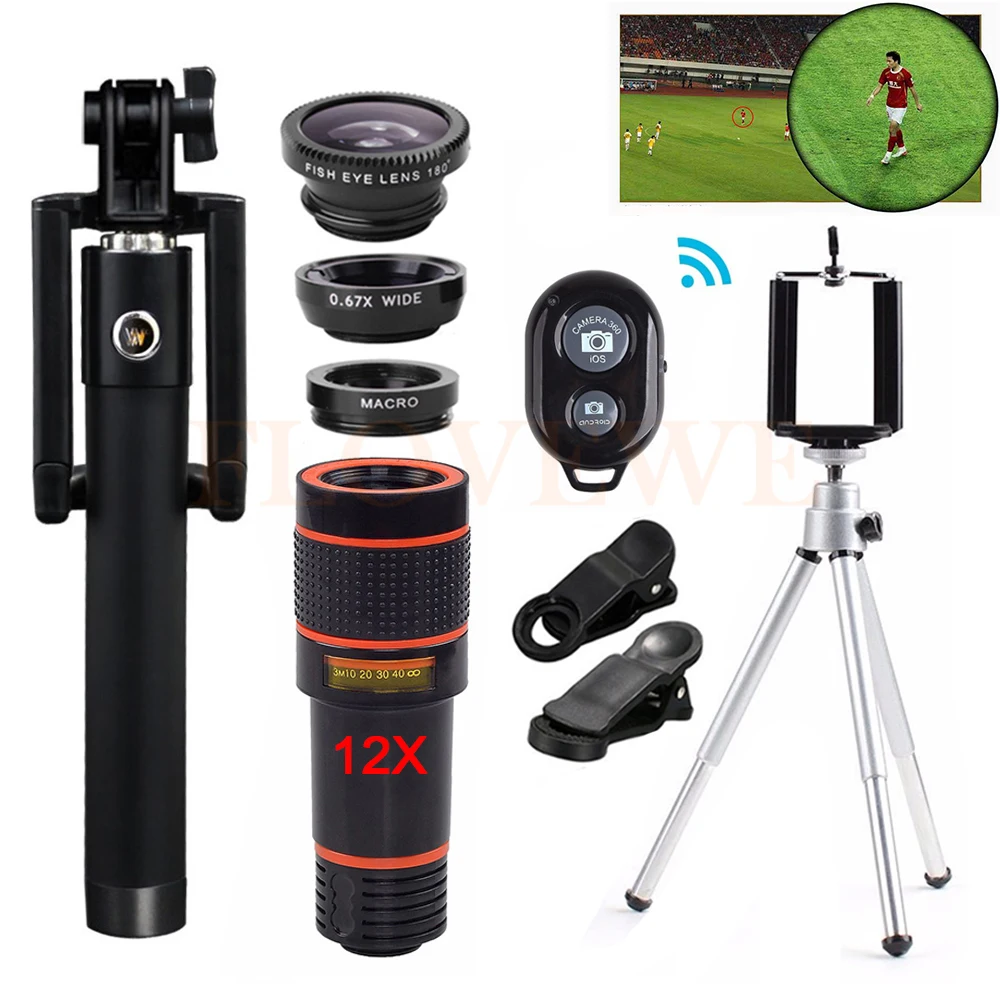 2017 Telescopic lens Kit 12X Telephoto Zoom Lens Fisheye