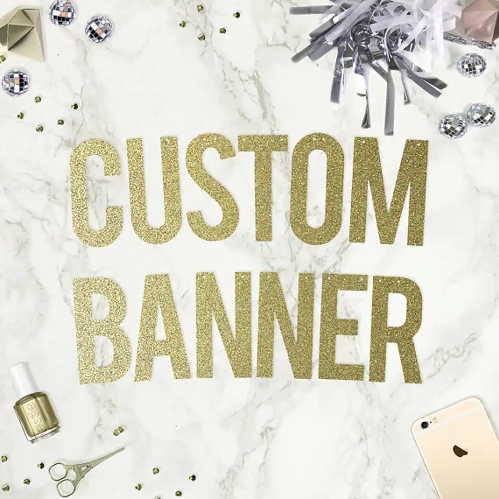 1 Set Personalized Hollow Glitter Gold Letter Banner For Baby