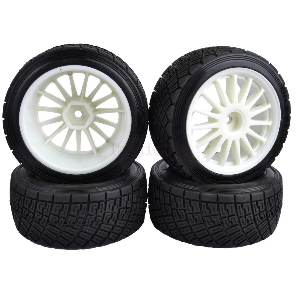 80mm RC 110 On Road Rally Car Rubber Tyres Tires Wheel Rim white HPI