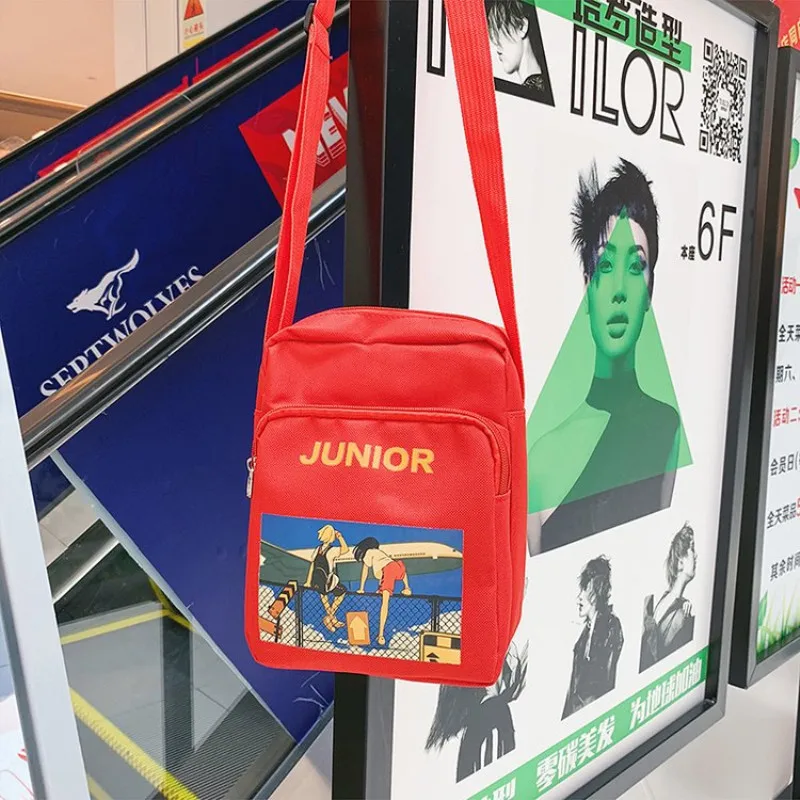 

Hong Kong Style Small Messenger Bag 2019 New Fashion Cartoon Printed Zipper Shoulder Crossbody Bag Concise Letter Square Bag