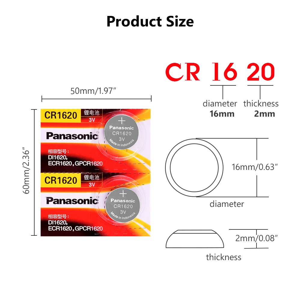 2 шт. cr1620 3 В Кнопка литиевая батарея для часов мобильный телефон игрушка ECR1620 DL1620 5009LC KCR1620 BR1620 LM1620