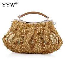 YYW Gold Women Top Handle Hand Bags Vintage Beaded Wedding Handbag And Purse Totes Bride Female Evening Party Clutches Bag цена YYW Gold Women Top Handle Hand Bags Vintage Beaded Wedding Handbag And Purse Totes Bride Female Evening Party Clutches Bag цены онлайн