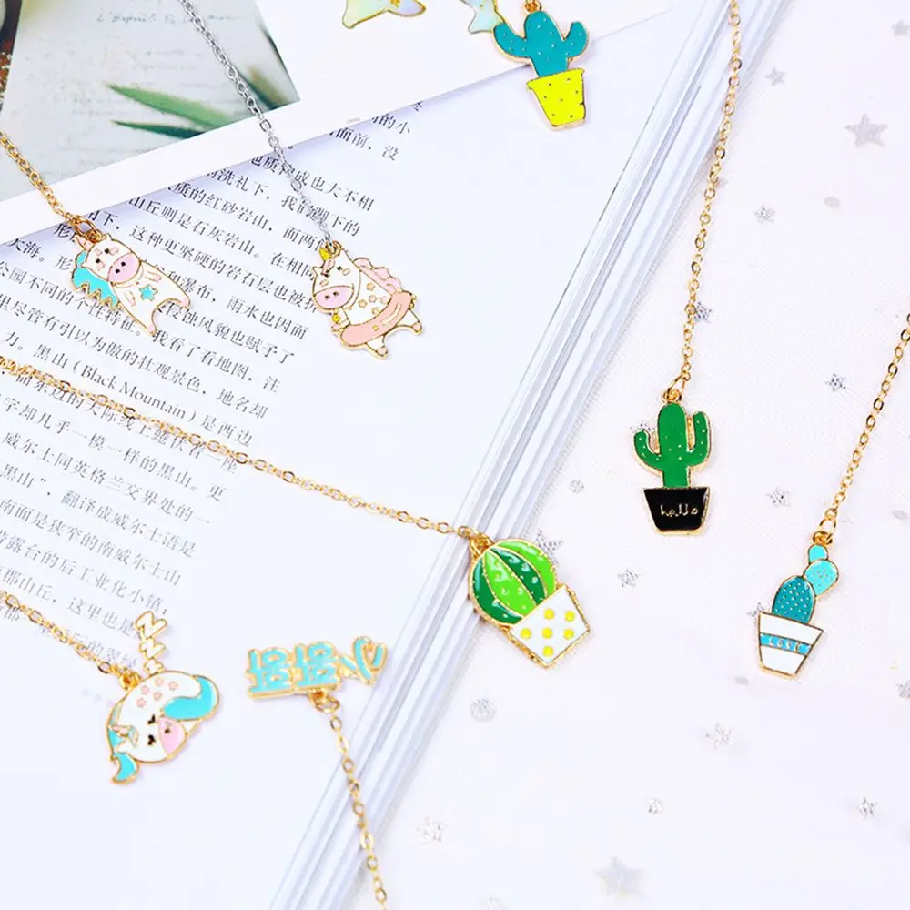 

1pcs Kawaii Creative Unicorn Fried egg Metal Bookmark Cute Animals Cactus Bookmarks Funny Book Marker Korean Stationery Gift