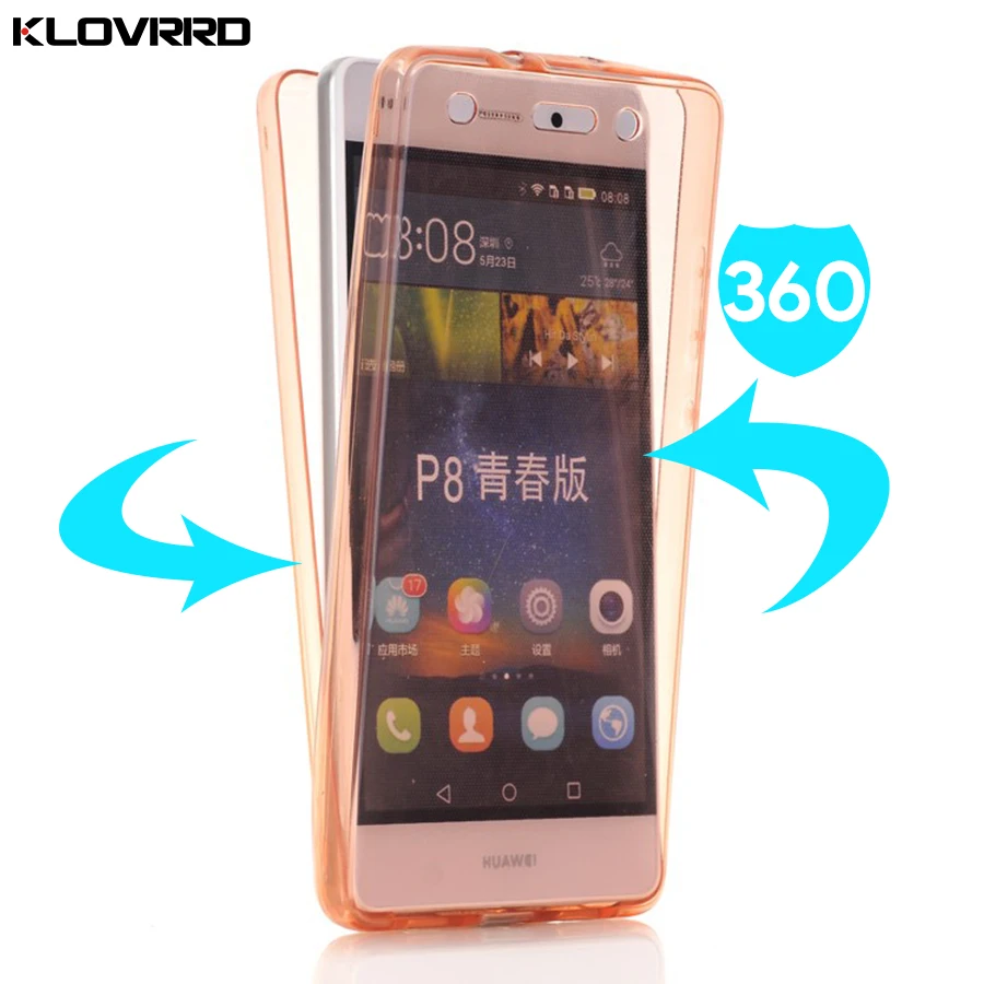 

Soft Clear TPU Flexible Front + Back Cover Phone case For Huawei P10 P10 P20 P20 Lite/Plus honor 10 360 Degree Full Body 2 in 1