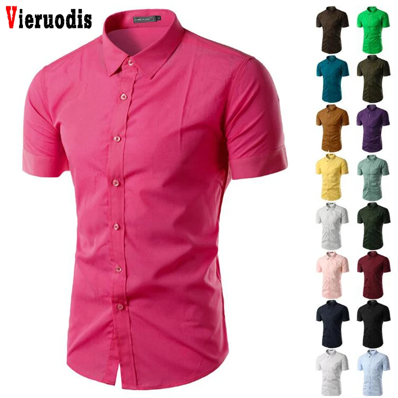 Мужская летняя рубашка с коротким рукавом, новинка, мужская рубашка s Camisa Social Masculina Chemise Homme, одноцветная деловая приталенная рубашка 5631