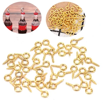 

100Pcs/lot 8x4MM Small Tiny Mini Eye Pins Eyepins Hooks Eyelets Screw Threaded Clasps Hooks Jewelry Findings