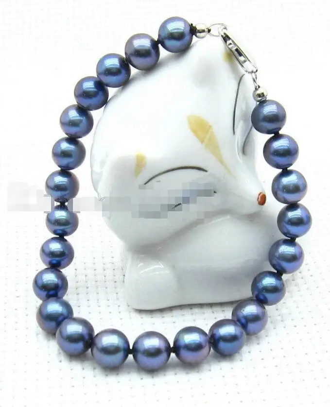 

FREE SHIPPING HOT sell new Style >>>>7-7.25mm Peacock Blue AAA+ Grade Akoya Pearl Bracelet