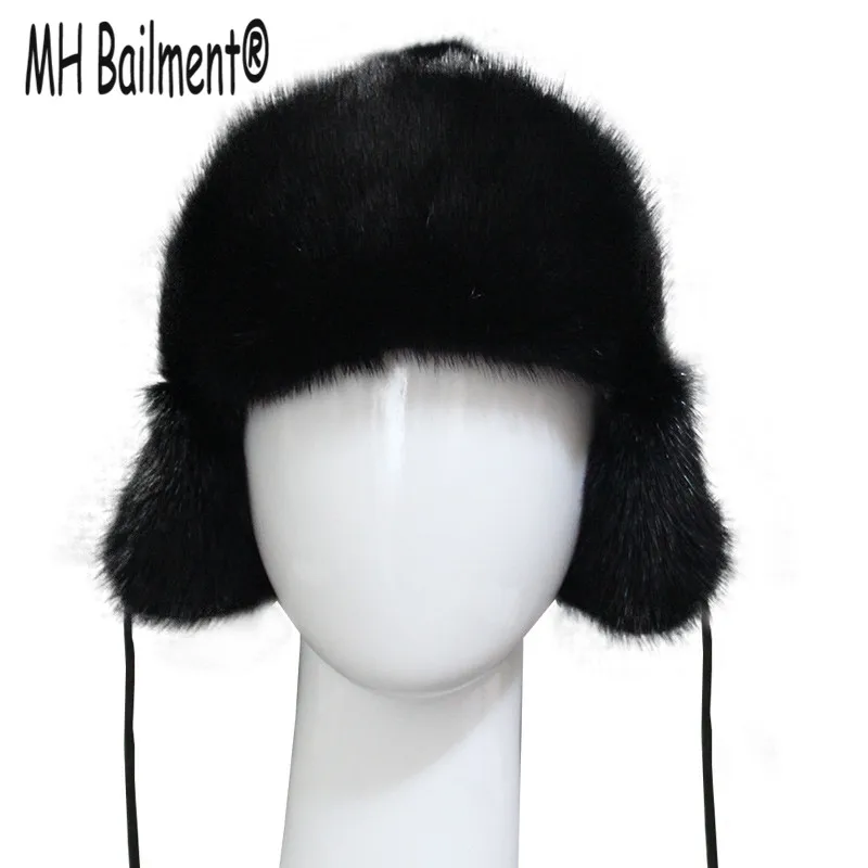 

New Children's Whole Mink Hat Winter Babys Warm Thickening Ear Cap Girls and Boys Solid Black Natural Mink Fur Beanies H#31