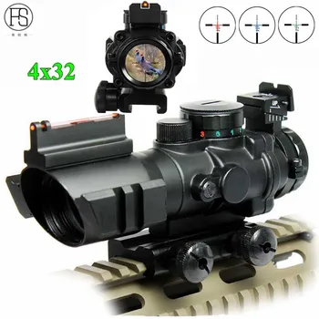 comprar Alta Qualidade 4X32 Optics Riflescope Reflex Sight Sniper Rifle Âmbito Caça Tiro Tático Airsoft Sniper Rifle Arma 20mm Ferroviário