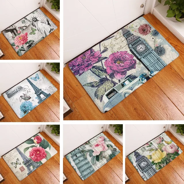 Vloermat Vintage Bloem Suede Deurmat Woondecoratie Outdoor Keuken ... Vloermat Vintage Bloem Suede Deurmat Woondecoratie Outdoor Keuken ...