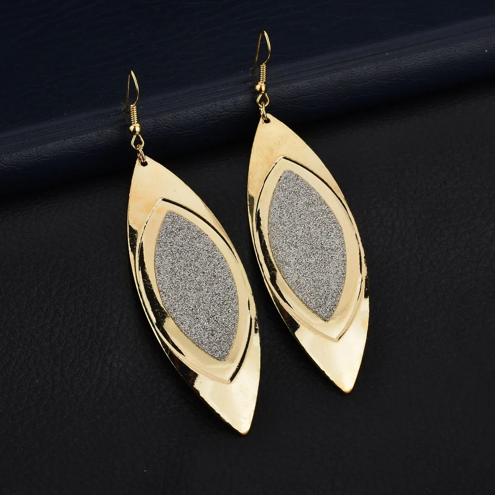 

SexeMara Punk Style Plated Gold Earrings For Girls Oval Rhinestone Drop Earrings For Women Bohemia Jewelry