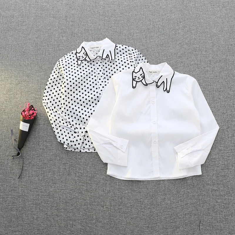 

2018 Spring Autumn New Children Shirt Clothing Baby Girl Long Sleeve Cartoon Shirts Blouses Dot Print Casual Tee Shirt Girl Tops