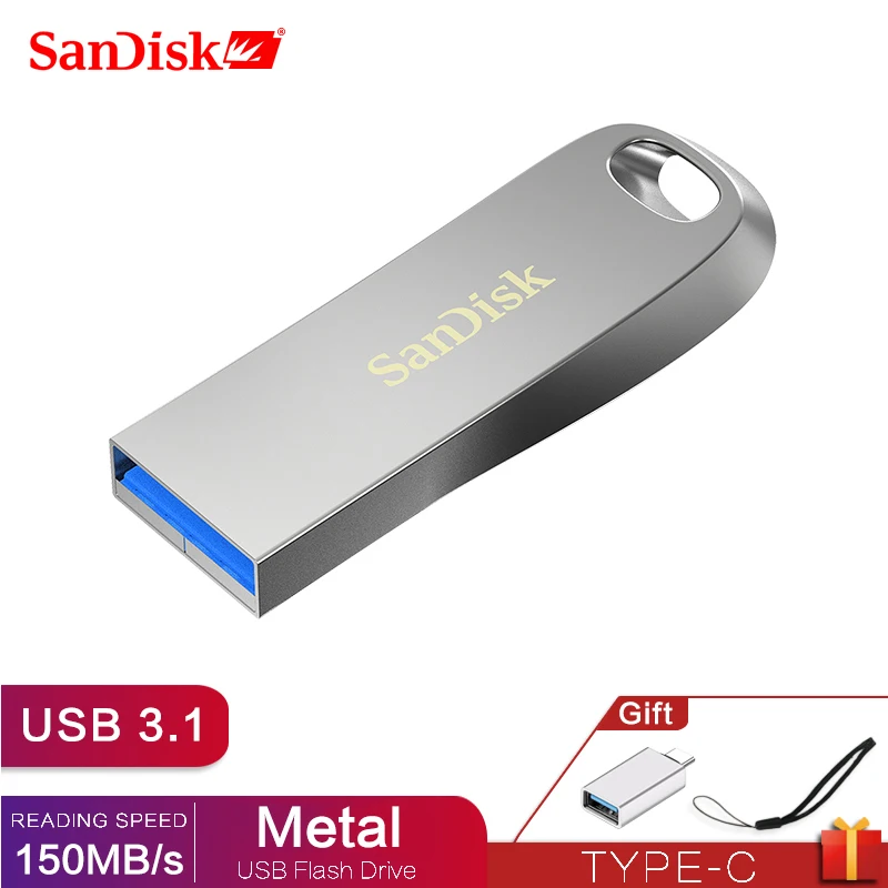 Двойной Флеш-накопитель SanDisk USB3.1 флеш-накопитель 32 ГБ флэш-накопитель 64Гб флеш-накопитель 128 ГБ U диск 256 ГБ металлическая 150 МБ/с. CZ74 для ноутбука/планшета/автомобиль/ПК - Цвет: CZ74 FREE GIFT