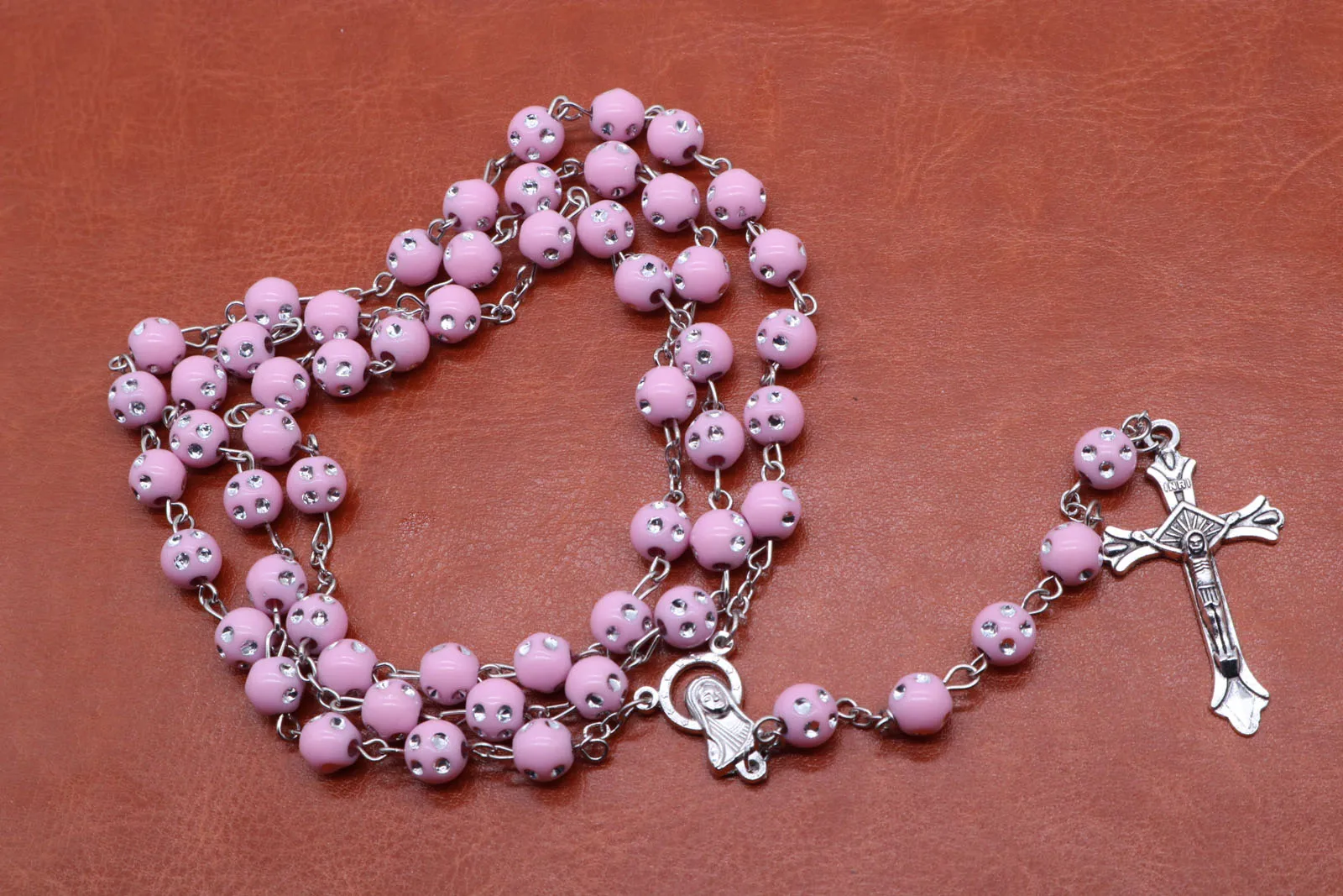Buy 8MM White Rosary beads religious Rosary Necklace