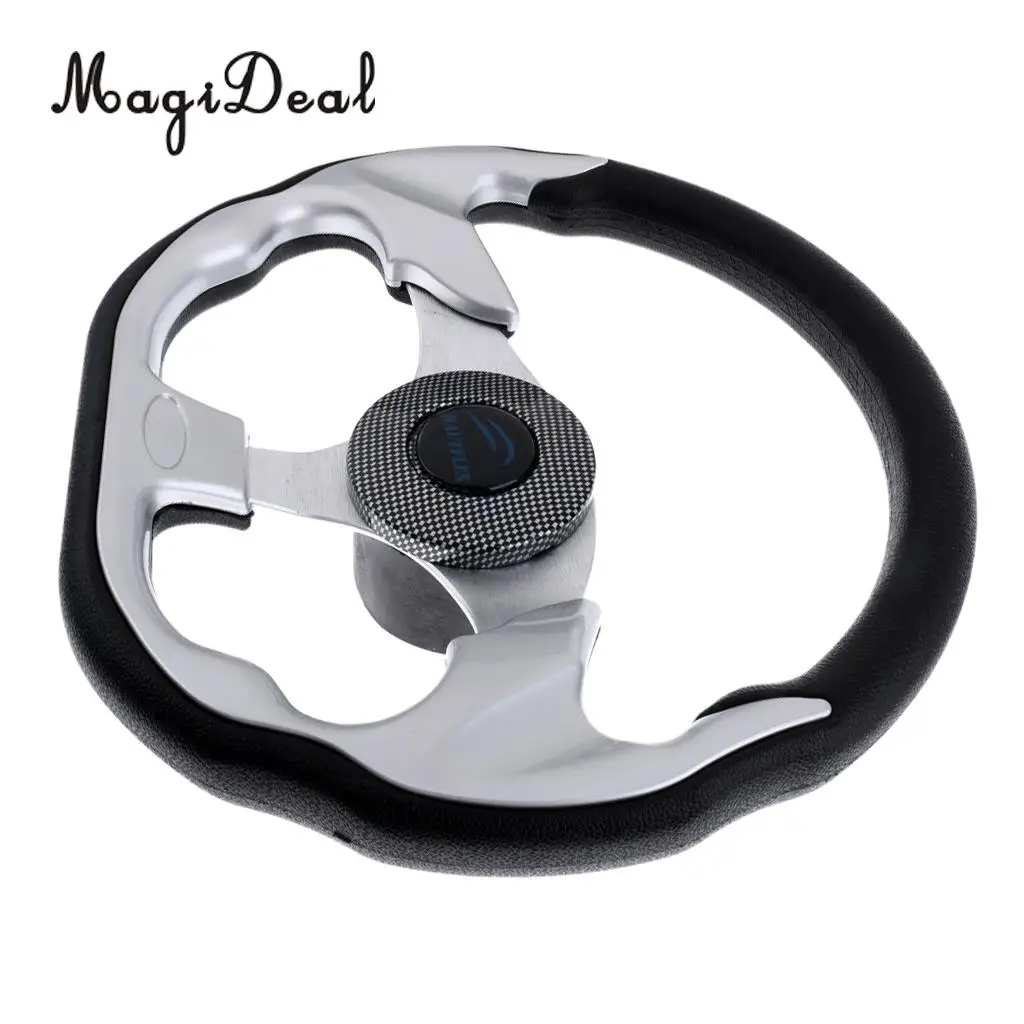 MagiDeal 310mm Aluminum Alloy D Shape Marine Boat Steering Wheel 3/4' Key Way Tapered for Canoe Kayak Fishing Boat Parts Accce