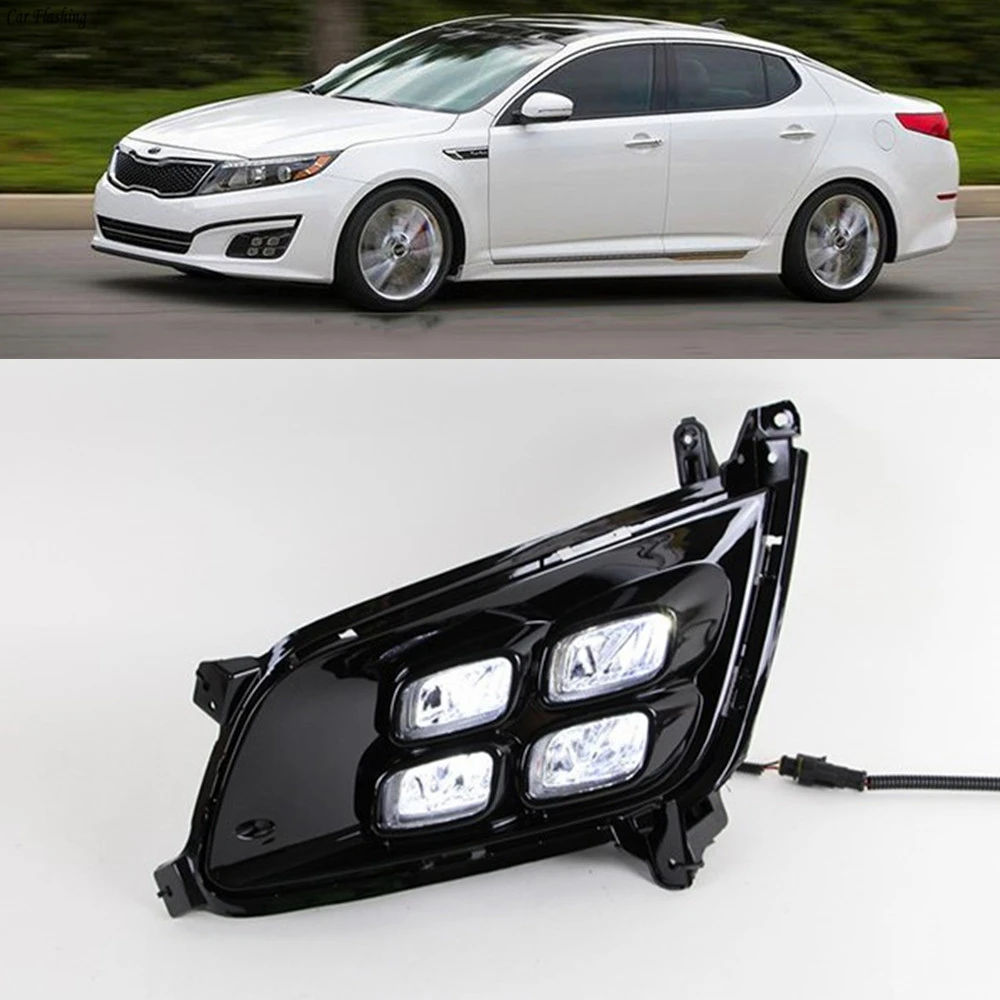 

car flashing 1set car LED Daytime Running Light For Kia Optima K5 2013 2014 2015 Waterproof ABS 12V DRL Fog Lamp Decoration