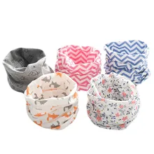 Зимний теплый хлопковый Детский шарф; Новинка; шарф с круглым вырезом; детский шейный платок; шарфы для мальчиков и девочек; милые детские аксессуары со звездами