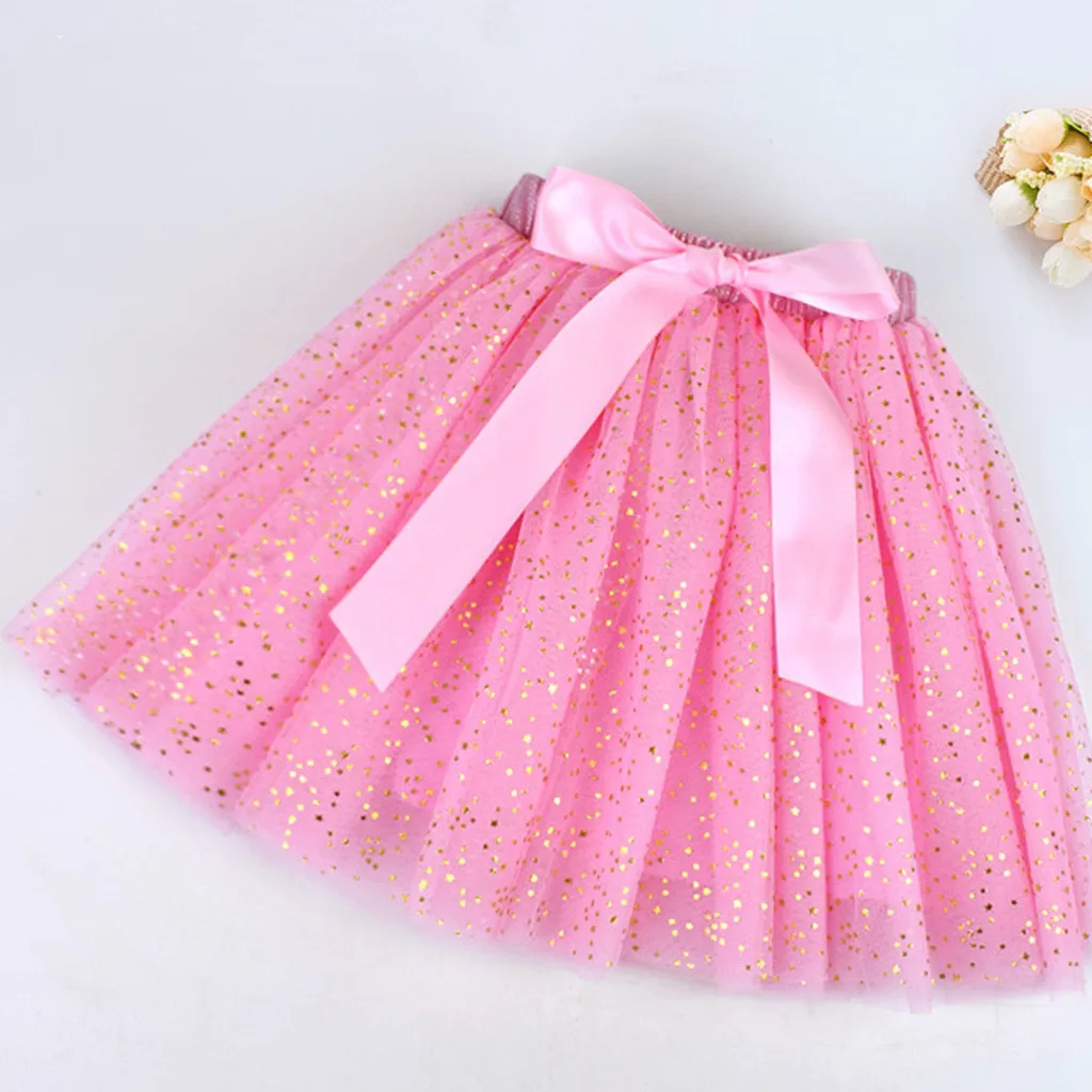 

2019 Hot Sale Kids Girl Petticoat Paillette Star Tulle Pettiskirt Bowknot Tutu Skirt Dancewear tule rokje meisjes#V30