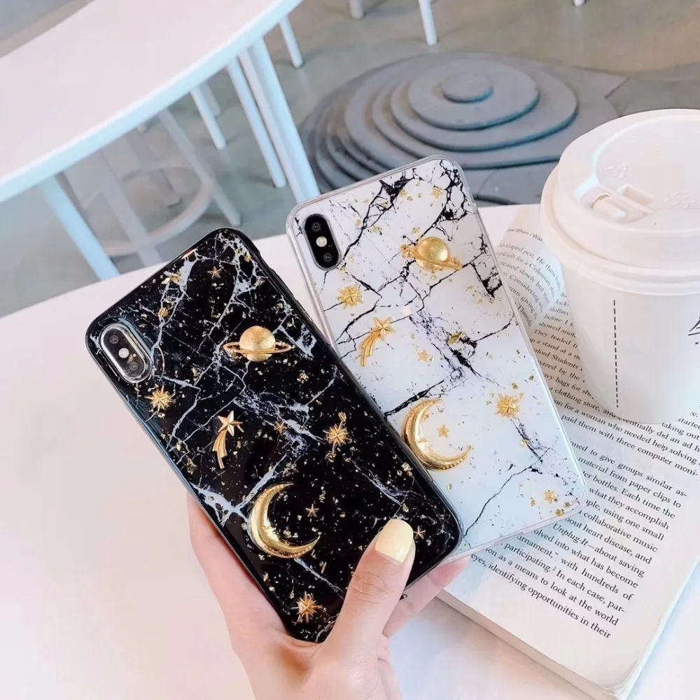 Drop rubber Saturn Moon Marble Total package side soft and ultrathin For iphone 6 plus 7 8 7P 8P X XS Max XR Phone Case |