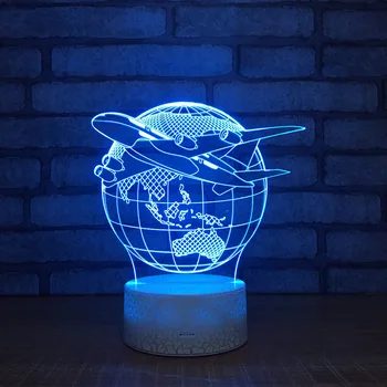

2018 New 3d Lights Earth plane Seven Color Touch Visual Lamp New Fancy Led Night Light Christmas gift for baby room lights