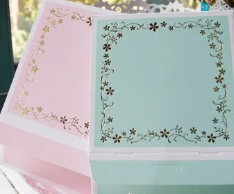 

30 pink flower cake slice box - macaron cookie bakery wedding gift box- 11.8x11.8x5cm