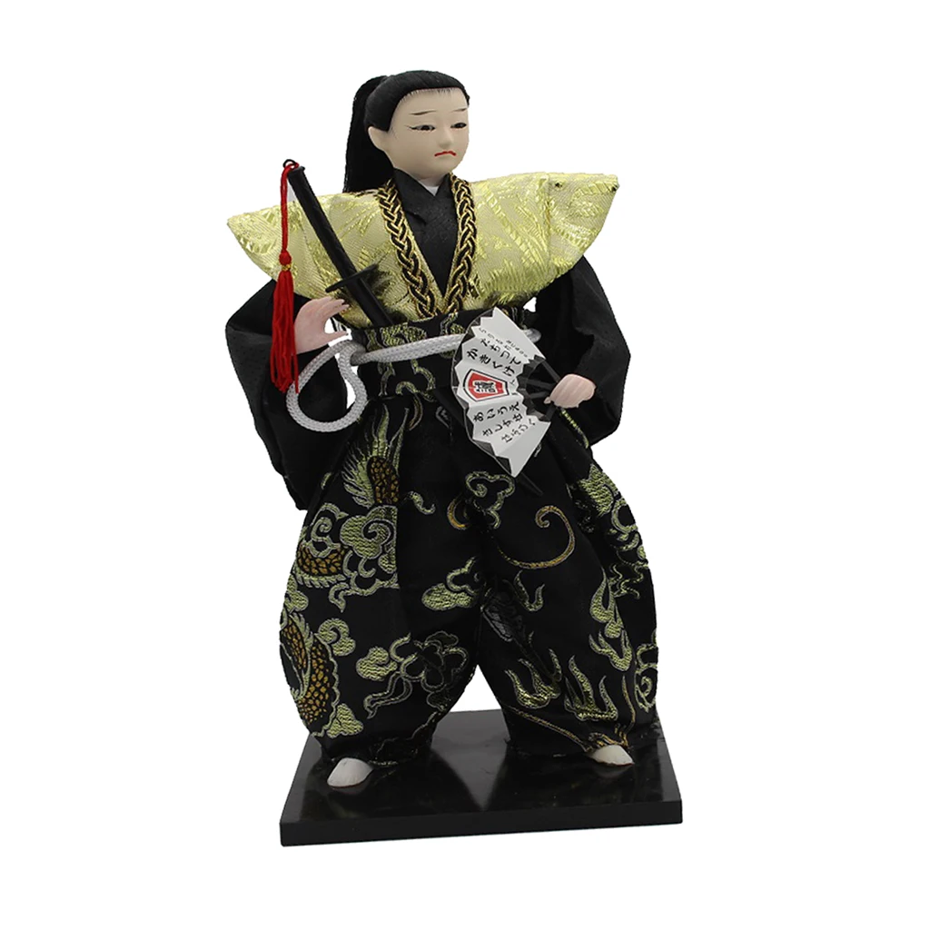  12'' Delicate Japanese Samurai Kimono Doll Oriental Doll Model Home Decoration Collection