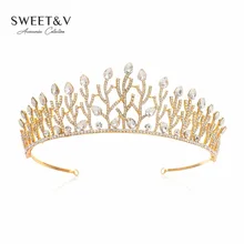 Gold / Silver Crystal Tiara, Princess Headpieces, Rhinestone Crown, Bridal Hair Jewelry, Costume Accessories for Wedding Pageant