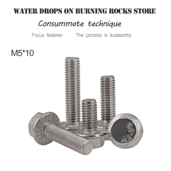 

Free shipping 100PCS Stainless Steel 304 M5*10 Hex Bolt With Flange High quality