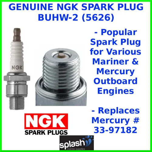 Mercury 33-97182B Quicksilver BUHW-2/S25M Spark Plug NGK.