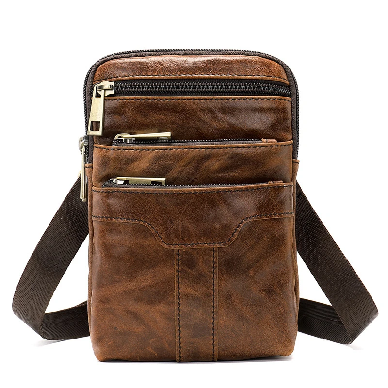 

BISI GORO fashion Cow leather men waist bag messenger phone heuptas heren Large Capacity Wear-resistant Wear belt pocket gift