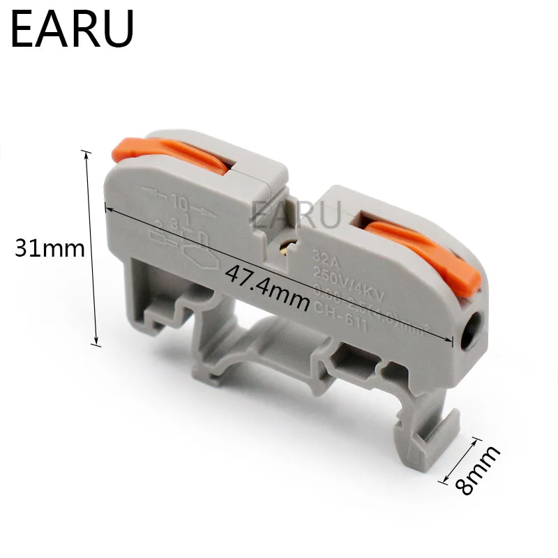 10 шт. 1 Pin din-рейку Универсальный Компактный проводной разъем проводник клеммный блок с рычагом
