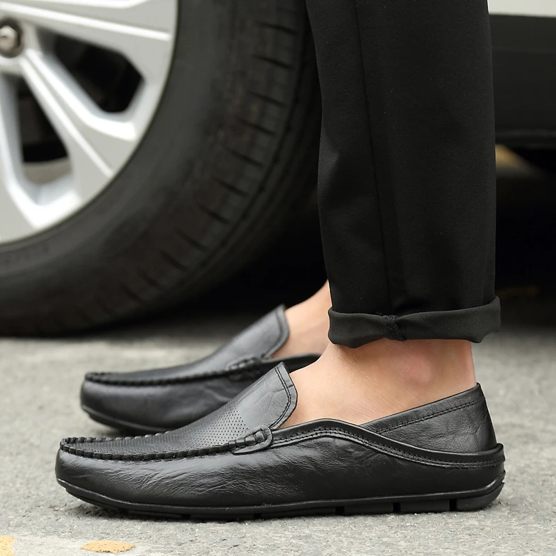 

Spring new peas shoes daily casual men's shoes top layer leather lazy shoes
