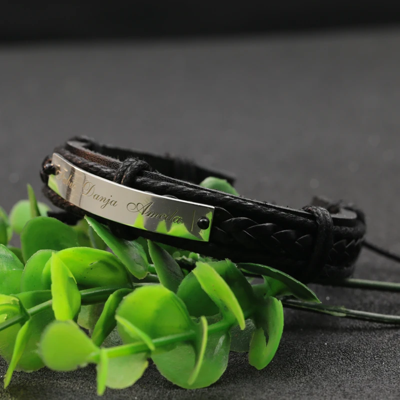 Personalized Name Men Bracelet Engraved Custom Name Bracelet Men 925 Solid Silver Memorial Bracelet